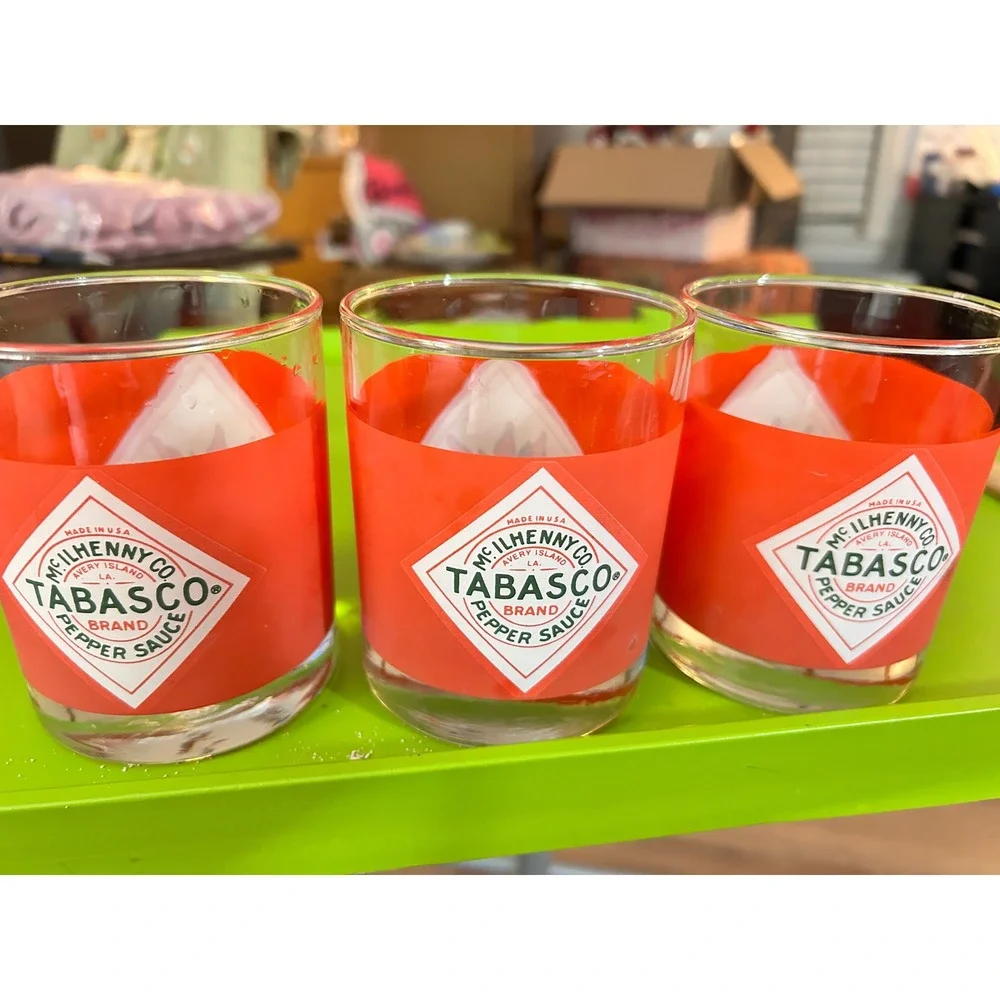 Tabasco Brand Pepper Sauce Shot Glasses Set of 3 Red Logo Chili Pepper Shooters